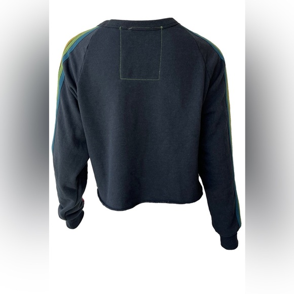 Aviator Nation BOLT EMBROIDERY CLASSIC CROPPED CREW SWEATSHIRT Charcoal XS - Picture 3 of 5
